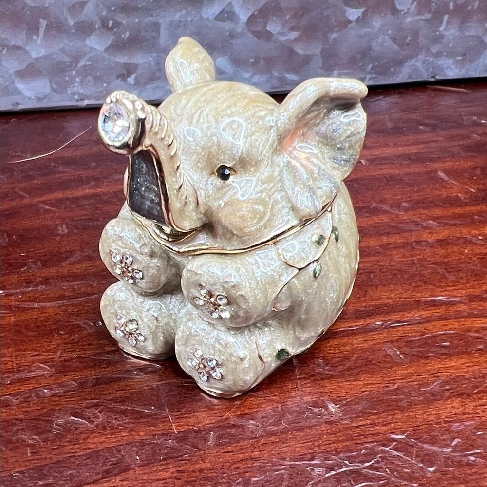 Enamel Elephant Trinket Box